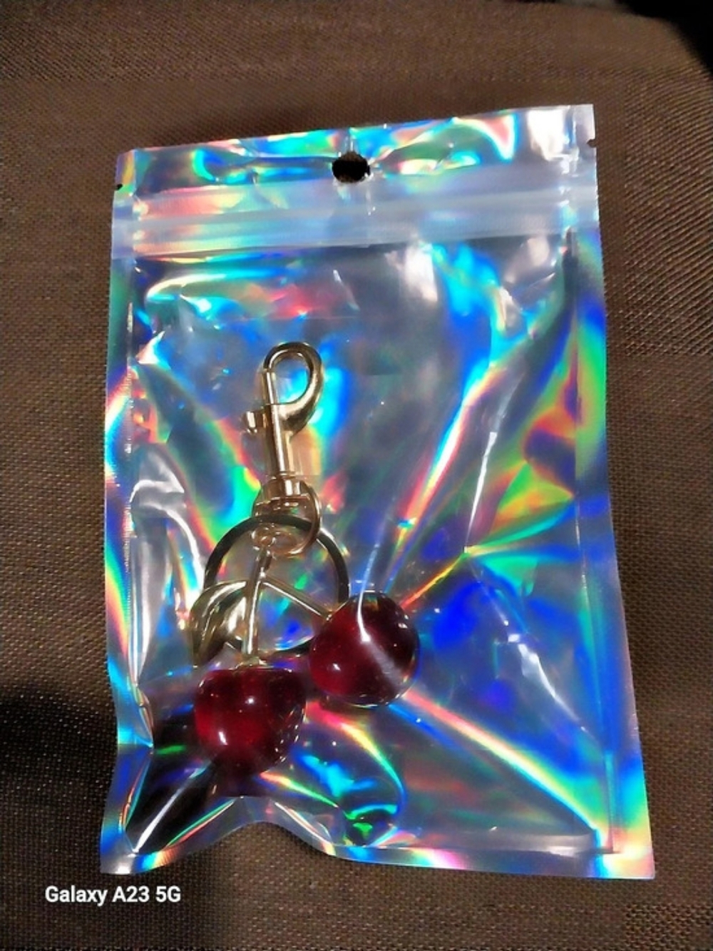 Unbranded Cherry Bag Charm/Keychain in Red Gold Hardware New